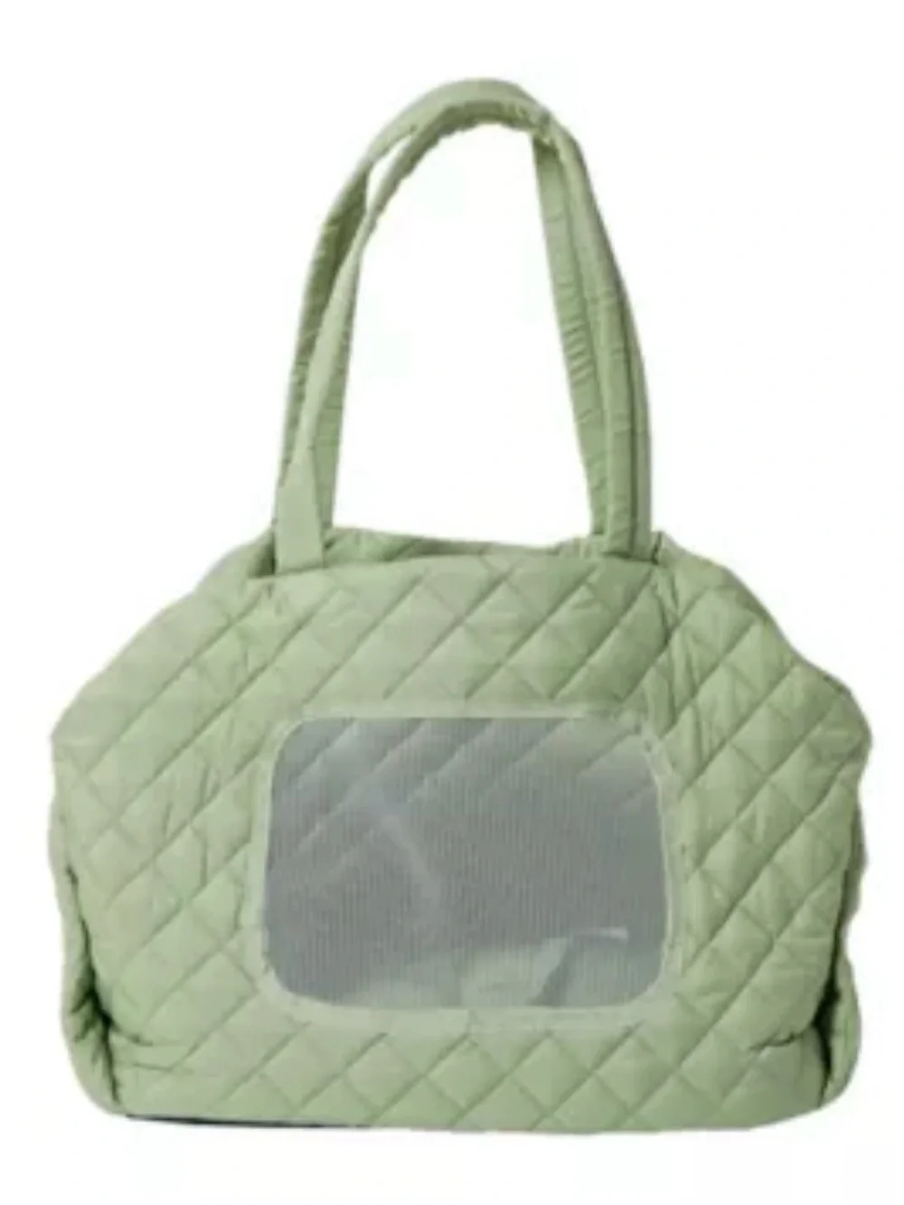 Quilted Light Green Pet Carrier Tote for Small Dogs and Cats